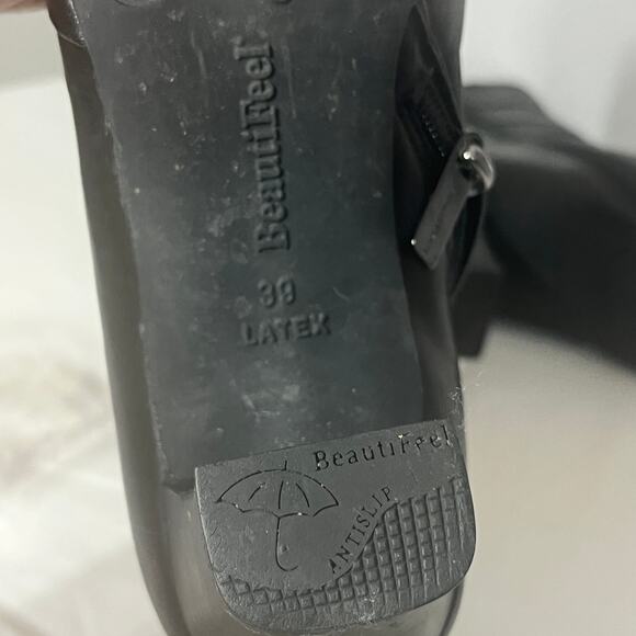 BeautiFeel Boots Ankle Black Zip Leather Heel Lady Dressy Office AntiSlip 39/8.5 - Picture 10 of 10